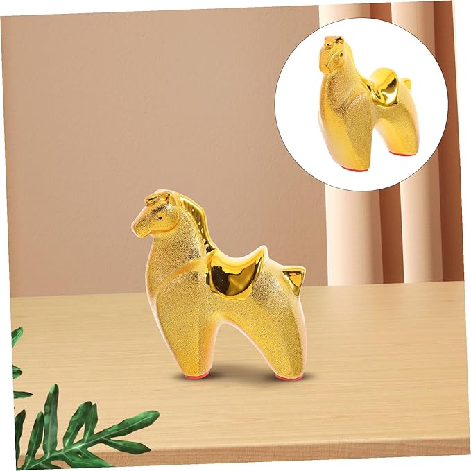 Angoily Year of Horse Ceramic Sculpture Decorative Figurine for Living Office Desk Fade-Resistant Finish Horse Statue Symbolizing Success and Ambition Small Elegant Animal Ornament