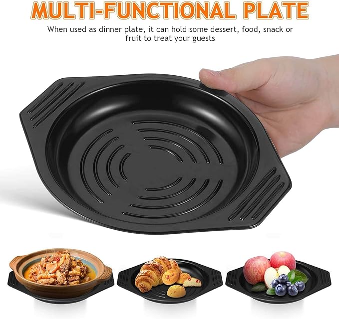 Heat Resistant Korean Stone Bowl Trivet Casserole Tray with Anti-Slip Base 8.46X7.08X0.98 Inches for and Hot Pot Serving Kitchen Pad