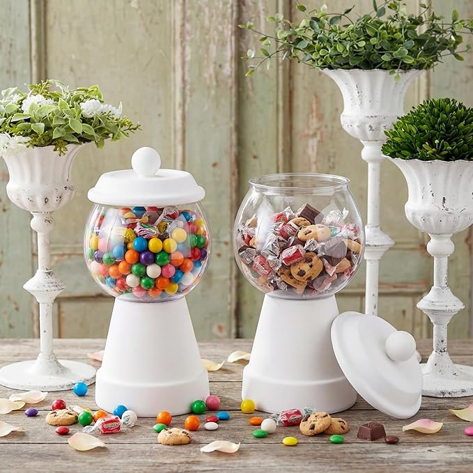 Thyle 27 oz Plastic Candy Jar with Lid Ceramic Candy Jar Food Storage Container for Easter Wedding Party Centerpieces DIY Gifts Game Table Ornament Holder Treats(White)