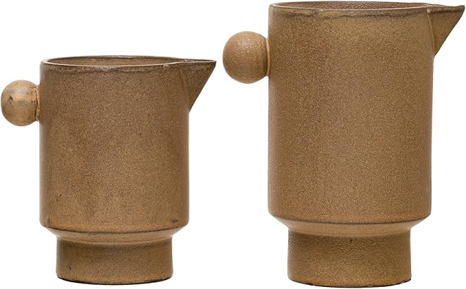 Creative Co-Op Modern Small Stoneware Pitcher or Vase, Putty Brown