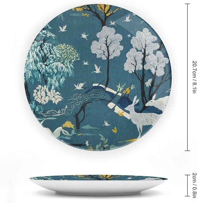 Fishing Village Blue Fashion Plates for Display Household Wedding Supplies Office Club Holiday Party Decorations Customize Gifts for Men Women Holiday, 6", 7", 9", 10"