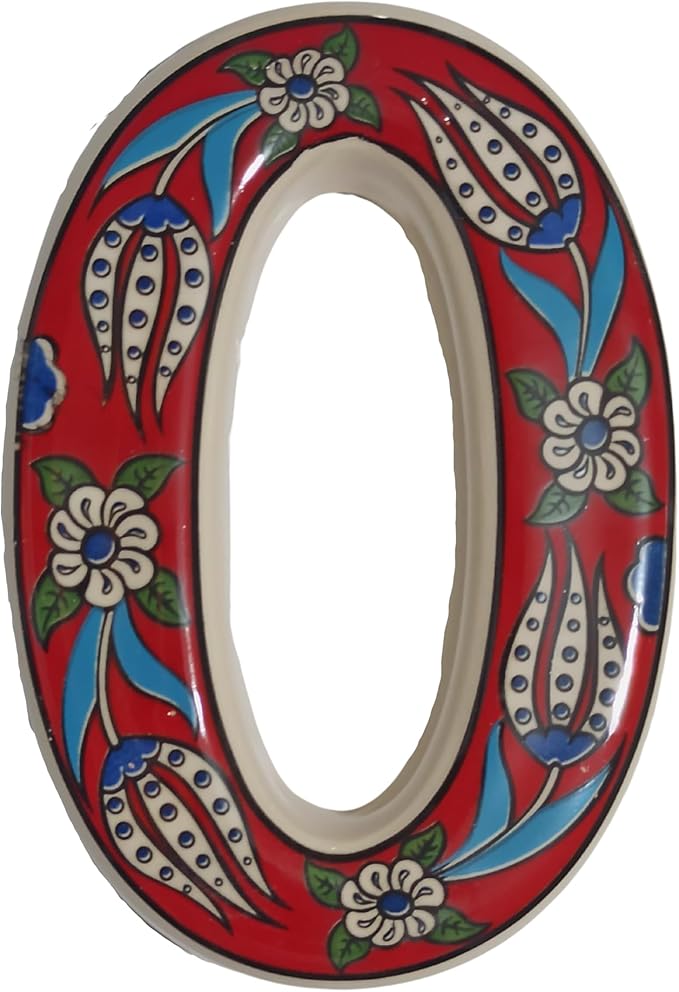 Large Ceramic Housewarming Sign Ceramic Address Plaque House Numbers Sign Door Personalized Coloured Decorative Hand Decoratede Housewarming Gifts Tulip Design 12 * 9 cm (Red, 0)