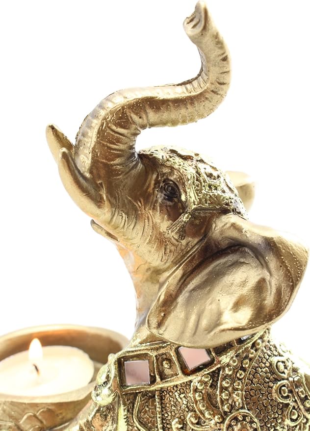 We pay your sales tax Gold Thai Elephant Buddha Wraps Tea Light Candle Holder Lucky Figurine Home Decor Gift (G16629) Feng Shui Idea