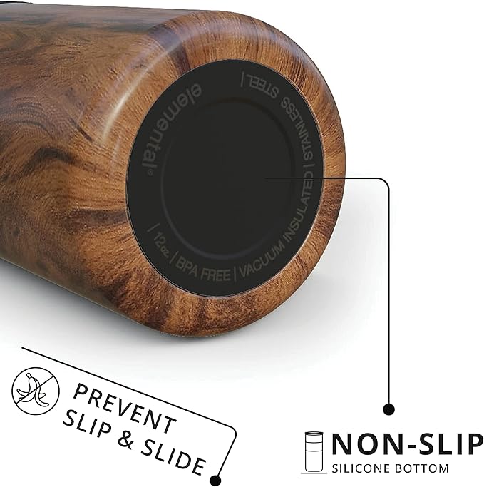 Elemental Artisan Insulated Tumbler, Triple Wall Coffee Travel Mug, Reusable Stainless Steel Coffee Tumbler with Ceramic Lid, Thermal Coffee Cups for Hot (6 Hrs) & Cold (18 Hrs), 16oz - Teakwood
