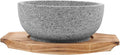 ABOOFAN Large Korean Stone Pot Bowl Deep Bibimbap Bowl Korean Style Serving Natural Stone Carbonized Wood Trivet