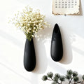 Sculptural Wall Ceramic Vase — 2 Pack Black Hanging Sconce Vase | Turn Flowers into Art — Decorative Ceramic Wall Sconce for Single Stem Displays