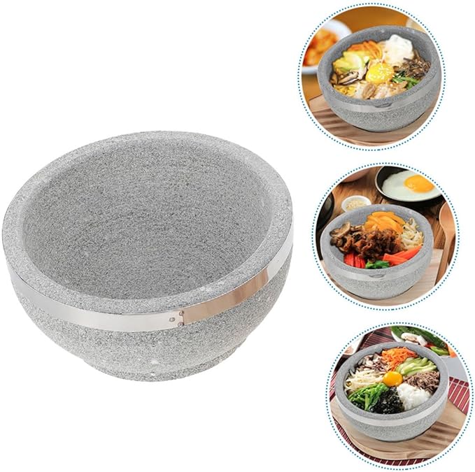 Unomor Korean Stone Pot for Bibimbap Cooking Pot Natural Stone Bowl for Stew and Soup Dolsot Design for Household Use Elegant and Functional Cookware