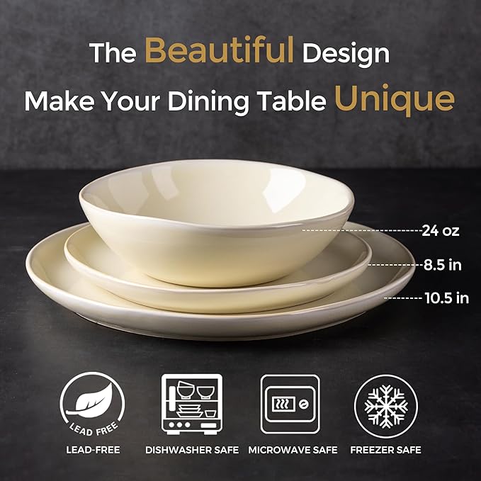 AmorArc Ceramic Dinnerware Sets,Handmade Reactive Glaze Stoneware Plates and Bowls Sets,Highly Scratch Resistant | Dishwasher & Microwave Safe Dishes Set,Service for 6 (18pc)