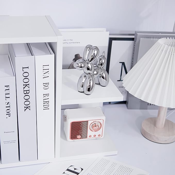 Creative Silver Balloon Dog Statues Small Ceramic Animal Sculpture Modern Home Decor Living Room Desktop Decorations Bedroom Office Cabinet Ornament (Silver)