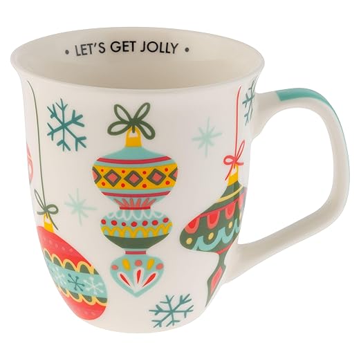 Karma, 16 oz Boho Holiday Mug - Cute Christmas Coffee and Tea Mug - Colorful Ceramic Coffee Mugs for Women and Men, Ornament
