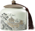 Dxcaicc Traditional Chinese Art Jar - 800Ml Hand-Painted Ceramic Canister with Airtight Lid | Tea Storage Container, Asian Style Farmhouse Decor | Gift for Tea Lovers,C