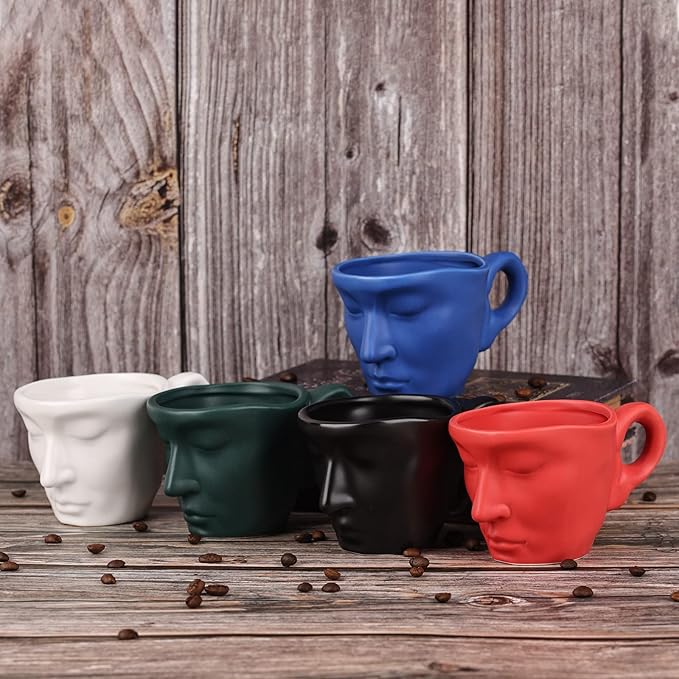 Tea Cup and Saucer Set Ceramic Kissing Couple Coffee Mug Set With Spoon Face Coffee Cup Unique Teacup and Saucer Valentine's Day Christmas Creative Gift