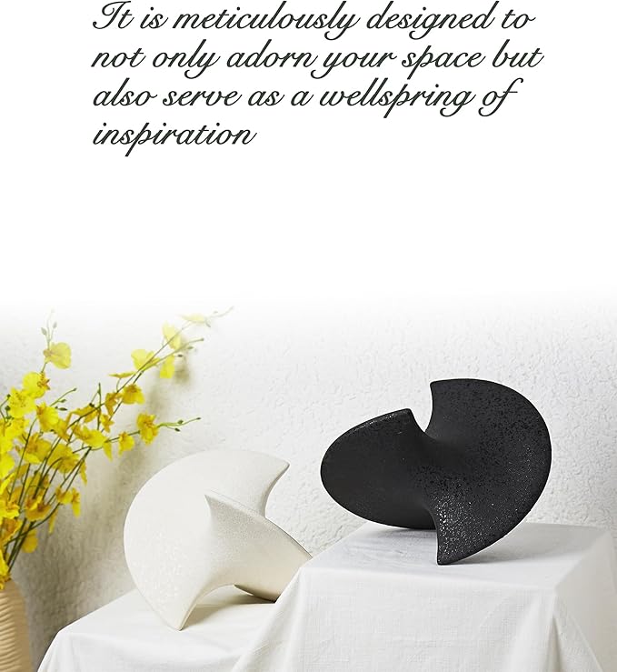 UPWOIGH Black Ceramic Inspired Decor, 5.12x7.28x5.12 in Handmade Premium Personalized Ceramic Balancing Sculpture for Living Room,Table Décor,1Pack