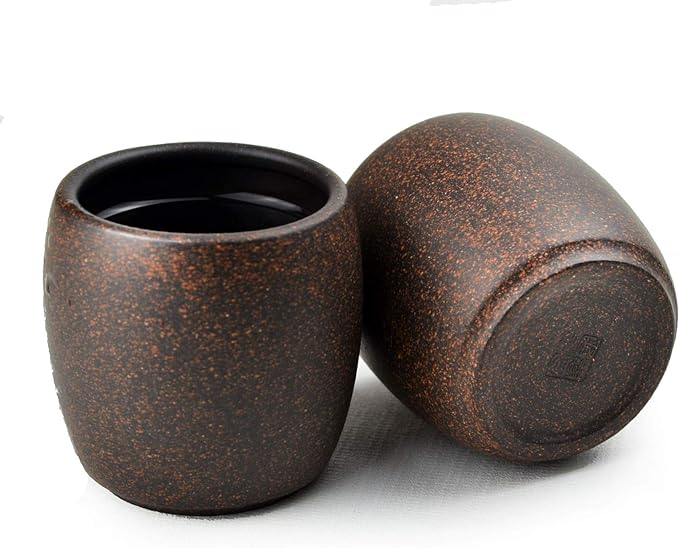 Teacup 2pcs Chinese Clay Genuine Black Sand Heijingan Zisha GongfuTea Cups (Round drum)