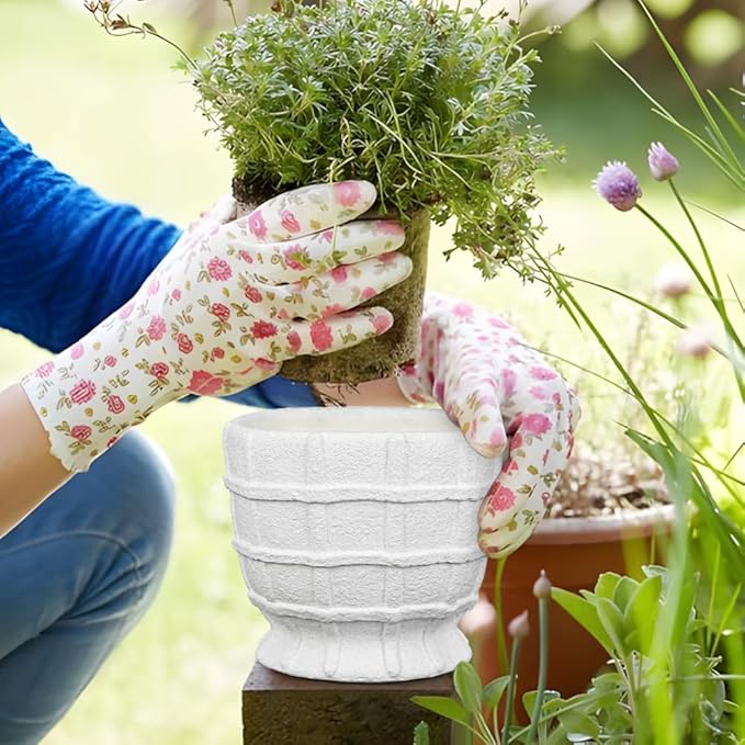 6" White Ceramic Plant Pots with Drainage Hole, Rustic Flower Pots for Indoor Plants, Outdoor Decorative Ceramic Planters Pot Small Plant Pot for for Succulents, Cactus, Herbs, Orchids Planters