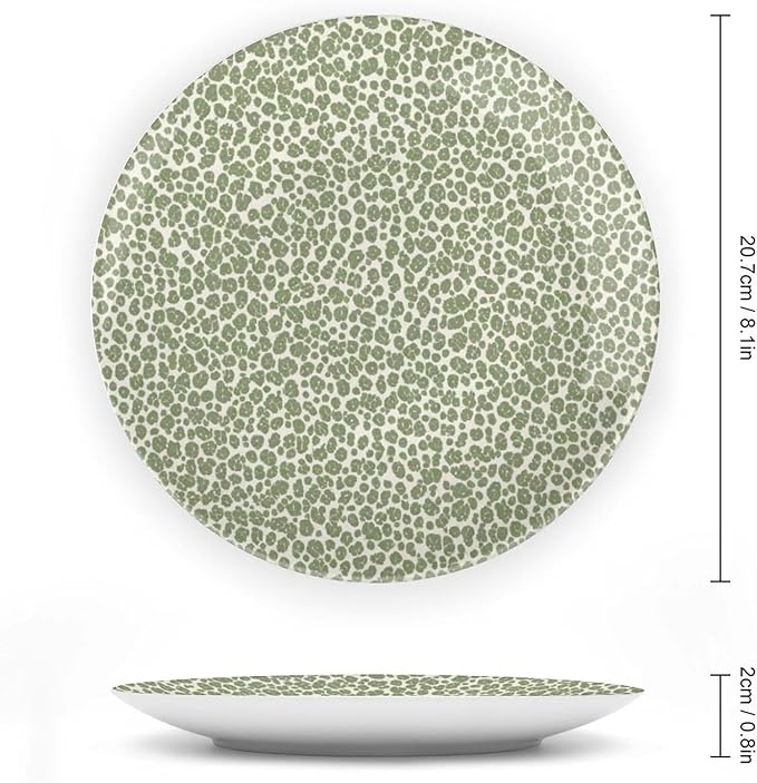 Custom Gifts Fashion Plates, Sage Green Navy Cheetah Leopard Animal Print Ceramic Dinner Plates Festival Including Bracket And Special Hook, Antique Decor for Home Club Display, 6", 7", 8", 10"