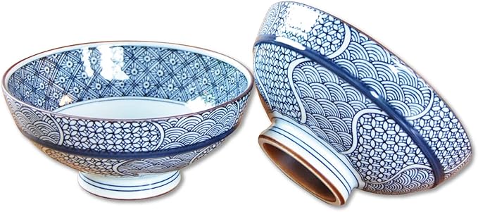 有田焼やきもの市場 Japanese Rice Bowl 5.3 inches in Diameter set of 2 Ceramic Arita Imari ware Made in Japan Porcelain Jimon-ori Large