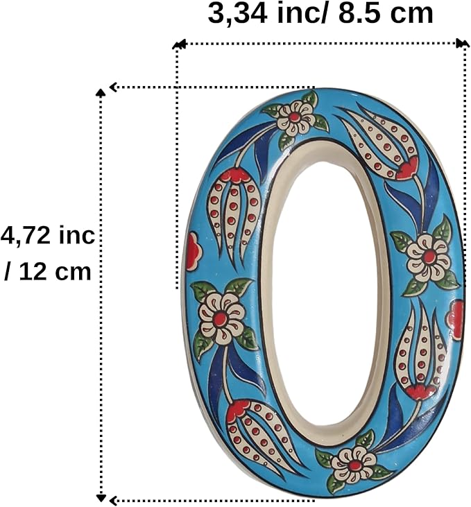 Large Ceramic Housewarming Sign Ceramic Address Plaque House Numbers Sign Door Personalized Coloured Decorative Hand Decoratede Housewarming Gifts Tulip Design 12 * 9 cm (Turquoise, 8)