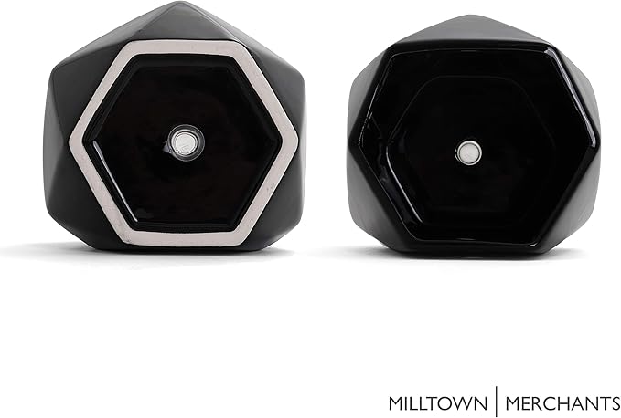 Milltown Merchants Succulent Wall Planters - Wall Vases - White Ceramic Wall Mounted Planters - Succulent Plant Pots - Hanging Vases for Living Wall (2 Pack/Geometric/Black)