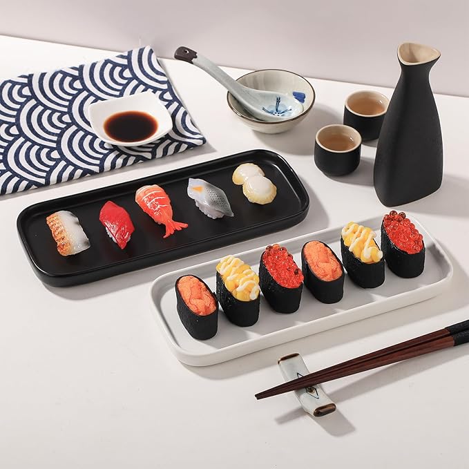 VanEnjoy Ceramic Tray for Kitchen Counter, White Vanity Tray for Bathroom Counter, Long Narrow Tray for Soap Bottles