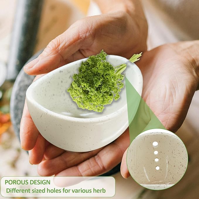 Herb Stripper,Herb Stripping Bowl Ceramic Pottery, Handmade Ceramic Herb Stripping Mug, Handmade Herb Stripping Tool for,Comes With a Cleaning Brush And A Cleaning Cloth