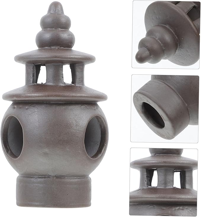 Totority Ceramic Pagoda Sculpture Asian Garden Figurine Zen Landscape Decoration Miniature Garden Accessory