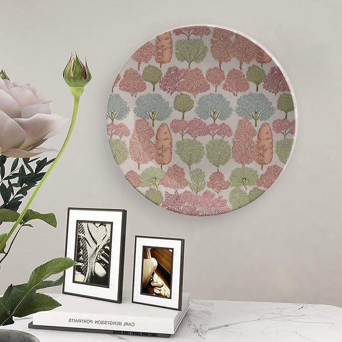 Christmas Fashion Plates for Display Sunset Tree Forest Toile Household Home Supplies Hand-Painted Ceramic Decorative Plates with Display Stand Custom Gifts for Men Women, 6", 7", 8", 10"