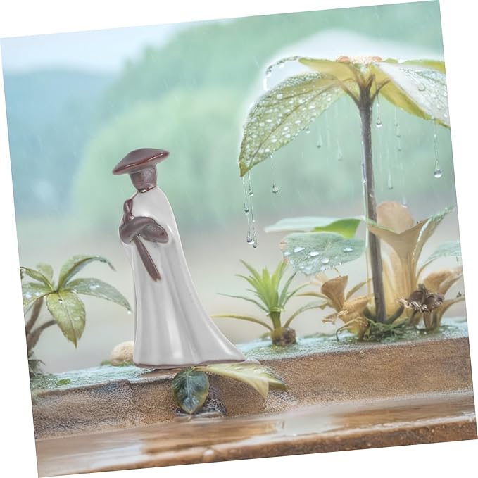 SUPVOX Japanese Monk Statue for Home Decor Samurai Sculpture Asian Garden Sculpture Ceramic Miniature Table Ornament