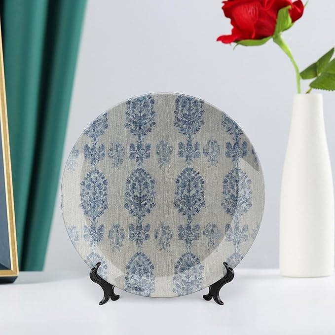 Blue Flowers Aqua Plates Ceramic for Display Blue Indigo Floral Chinoiserie Office Wedding Supplies Household Housewarming Gifts Holiday Party Decorations Custom Gifts for Men Women Wedding