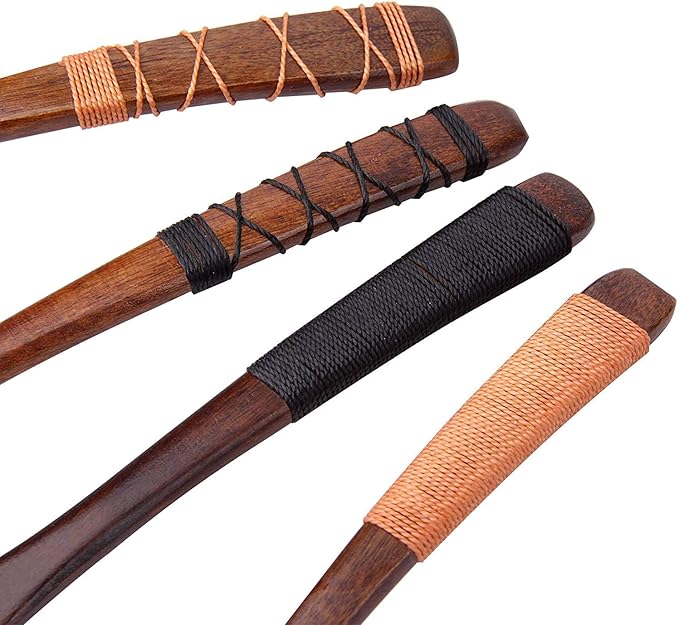4pc-Handmade Japanese Style Wooden Soup Spoons with Tied Line on Handle