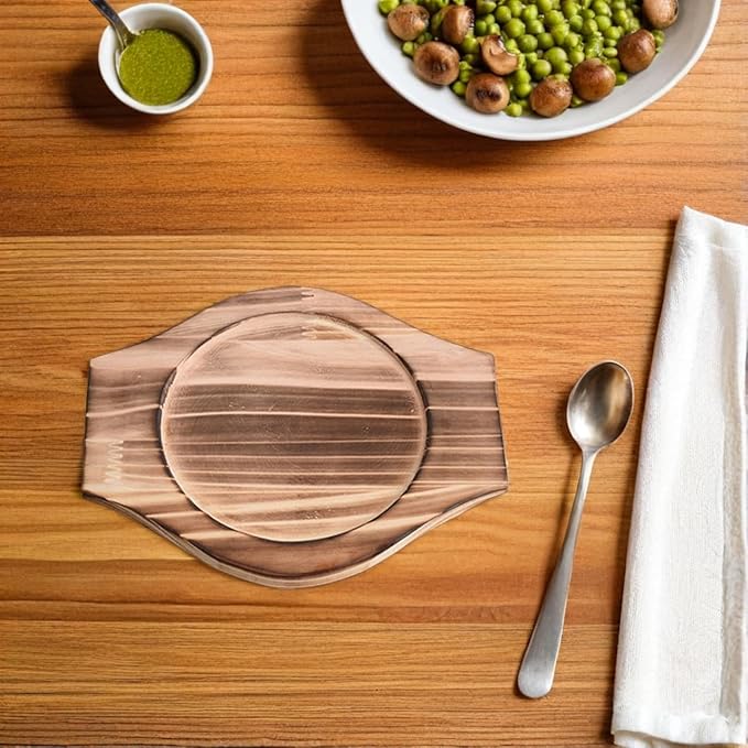 UPKOCH UPKOCH 2 Sets Korean Stone Bowl Wood Base, 9.4" Wooden Trivets for Hot Dishes (Fits 6-inch), Heat Resistant Pot Holder Tray for Casserole and Ceramic Pots