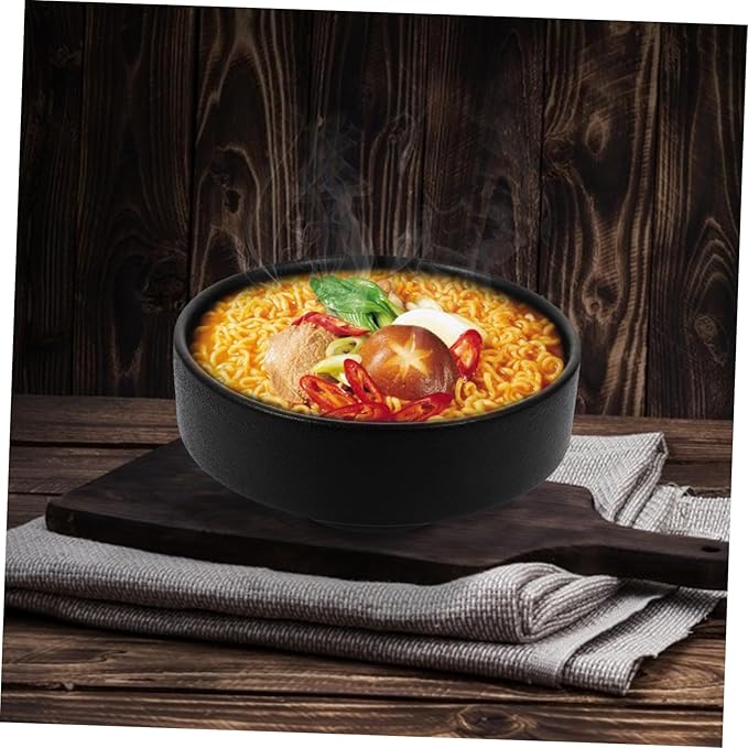 Ceramic Frosted Ramen Bowl High Footed Soup Container for Instant Noodles Salad and Food Storage Household Deep Porcelain Bowl
