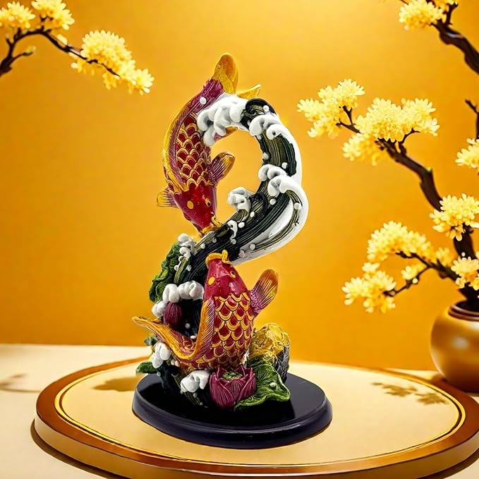 Chinese Feng Shui Fish Statue Sculpture Frgurine Good Lucky Gift for FengShui Lover Desktop Display Decorative Decoration