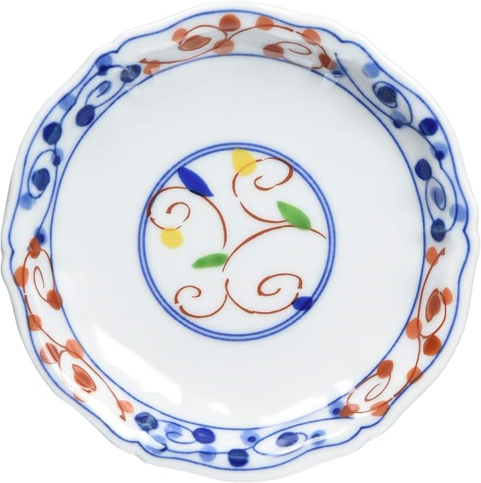 西海陶器(Saikaitoki) Saikai Pottery 31159 Hasami Ware Classinoutsuwa Small Plate, Dyed Nishiki Arabesque White 4.7 inches (12 cm)