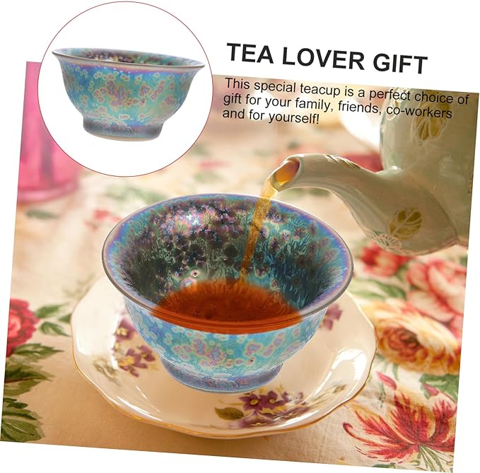 Ceramic Colorful Peacock Teacup Gongfu Tea Bowl for Tea Lovers Unique Artisan Teaware Home Office Use Safe and Eco-friendly Material