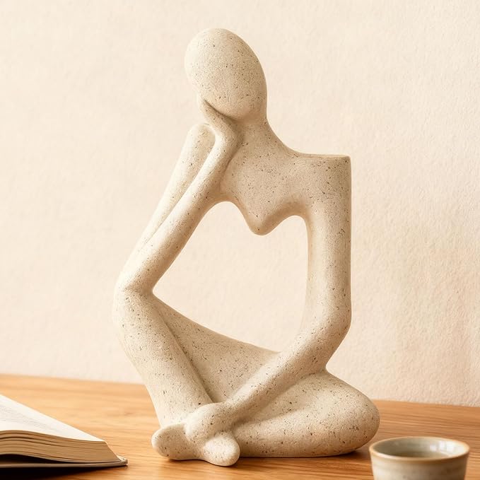White Thinker Ceramic Flower Vase for Home Decor Modern Cute Boho Vases for Table Room Decor Unique Aesthetic Vase Ceramic Decorative Vases for Centerpieces Birthday Gifts for Women Men