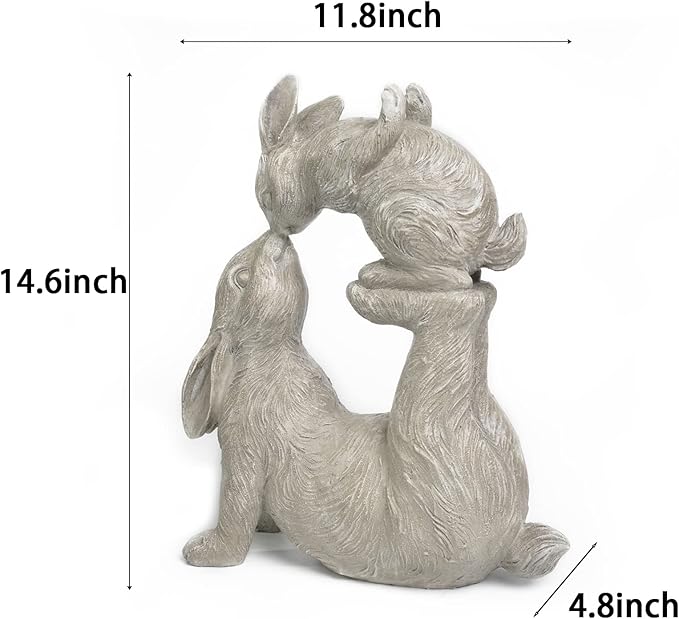 Newman House Studio Garden Statues Kissing Bunny Sulpture - Garden Décor Rabbit Collectible Figurines Yard Decorations Outdoor 11.8" L x 4.8" W x 14.6" H