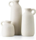 Ceramic Vase Set of 3 with Handle, White Modern Farmhouse Vases for Pampas Grass & Dried Flowers, Flower Vase for Table Living Room Home Decor