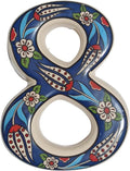 Large Ceramic Housewarming Sign Ceramic Address Plaque House Numbers Sign Door Personalized Coloured Decorative Hand Decoratede Housewarming Gifts Tulip Design 12 * 9 cm (Navy Blue, 8)