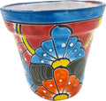 Cactus Canyon Ceramics Talavera Planter, Hand-Painted Mexican Traditional Ceramic Pot with Drainage Hole, Indoor Outdoor Rustic Botanical Terracotta, 7 Inch, Red Multicolor