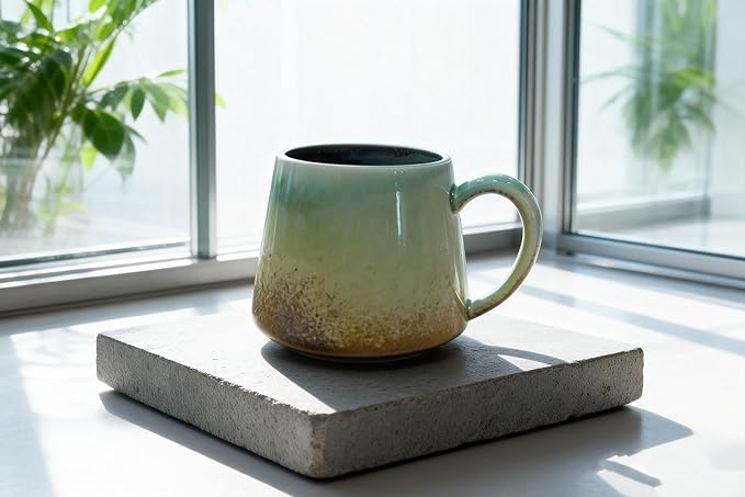 Handcrafted Ceramic Coffee Mug, 16 oz Unique Reactive Glaze Stoneware Mug, One-of-a-Kind Artisan Pottery Tea Cup, Tapered Anti-Slosh Design for Heat Retention, Gift Ready Packaging for Home Office