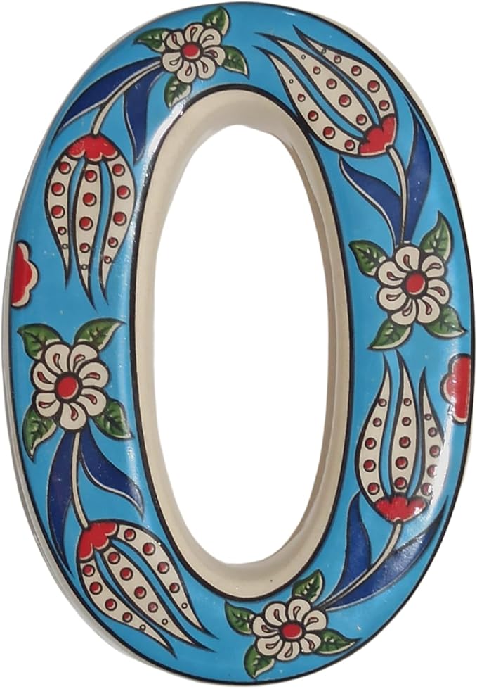 Large Ceramic Housewarming Sign Ceramic Address Plaque House Numbers Sign Door Personalized Coloured Decorative Hand Decoratede Housewarming Gifts Tulip Design 12 * 9 cm (Turquoise, 0)
