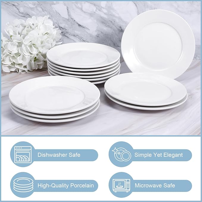 12 Pcs Porcelain Dessert Plates,Small Appetizer Plates,6 inch Small White Plates,Small Plates for Appetizers,White Salad Plates,Ceramic Dessert Plate Set,Microwave Oven and Dishwasher Safe
