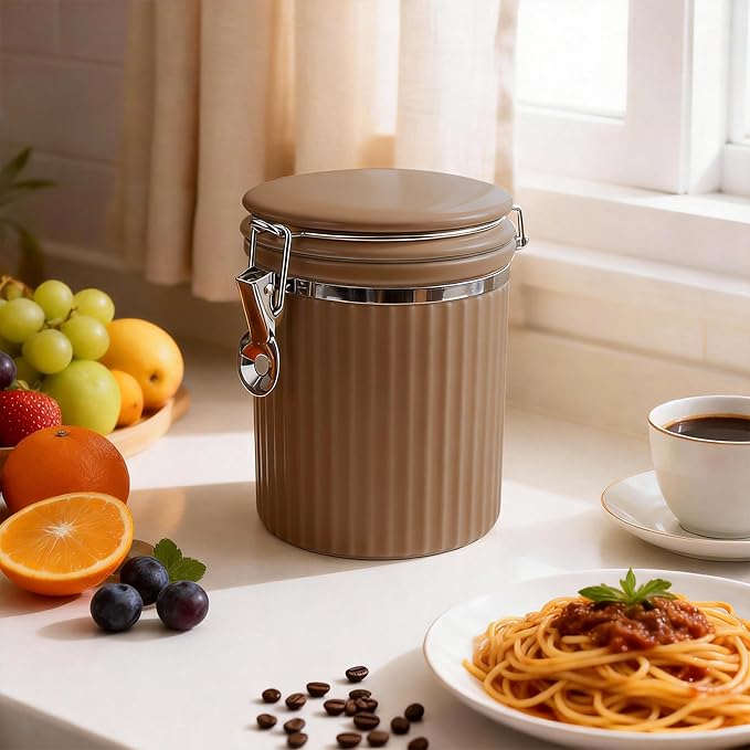 Ceramic Kitchen Canisters Porcelain Food Storage Jar with lie 700ml/24 fl.oz Airtight Freshness Oxidation-Resistant for Flour, Sugar, Coffee,Tea, Oatmeal, Biscuits, Pantry & Countertop Organization