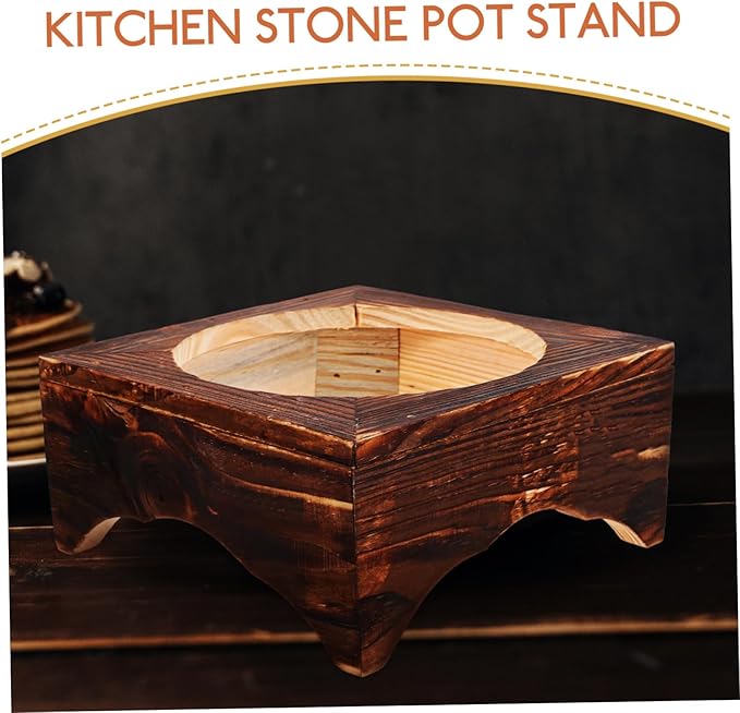 Wooden Pot Holder for Korean Bibimbap and Casseroles Heat-resistant Non-slip Design Elegant Wood Stand with Inner Diameter for Kitchen Use