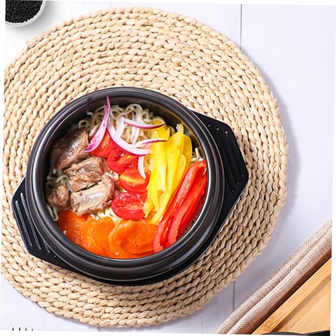 PRETYZOOM Korean Stone Bowl Korean Stone Pot Casserole Ceramic Stewing Pot for Cooking Noodles Rice Soup Bibimbap Non-slip Handle Even Heat Distribution