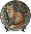 William Morris Style Forest Fox China Plates for Display Fox in Forest Garden Floral Wall Housewarming Gifts Supplies Home Festival Holiday Party Decorations Personalized Gifts Christmas
