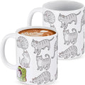 Sliner 2 Set Gray Tabby Cat Coffee Mugs Gifts 11 oz Cat Mom Ceramic Coffee Cups Tea Cup Funny Holiday Birthday Gifts for Men Women Cats Lovers