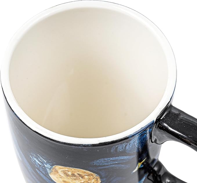DUSVALLY Ceramic Tall Coffee Mug, Friends Coffee Cup Gift Set, Travel Mug with Lid for Office and Home, Porcelain Mug Unique Gifts for Women and Man, Moon Night, Color Box, 17 oz