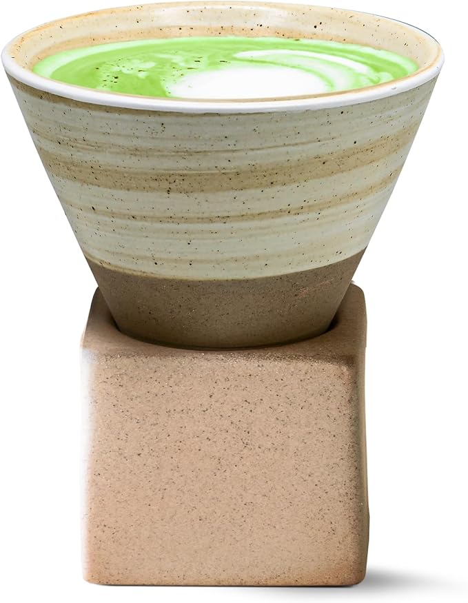 Coffee Mug with Base Cone Funnel Shaped Retro Ceramic Mug Pottery Tea Cup Japanese Latte Unique Porcelain Coffee Cup - Christmas Gift - 6.8 oz/200ml